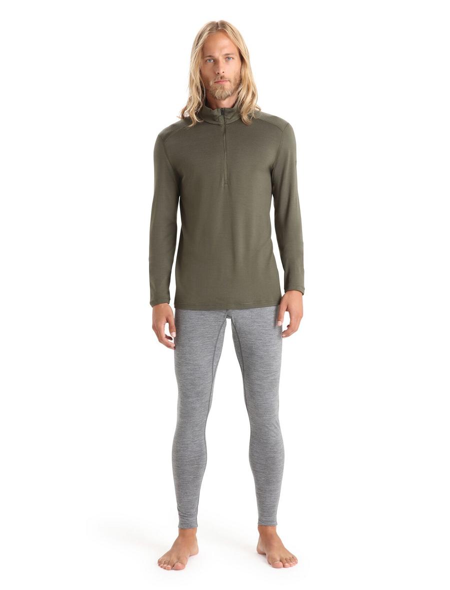 Loden Men's Icebreaker Merino 260 Tech Long Sleeve Half Zip Thermal Top Base Layers | USA 1384PJJQ